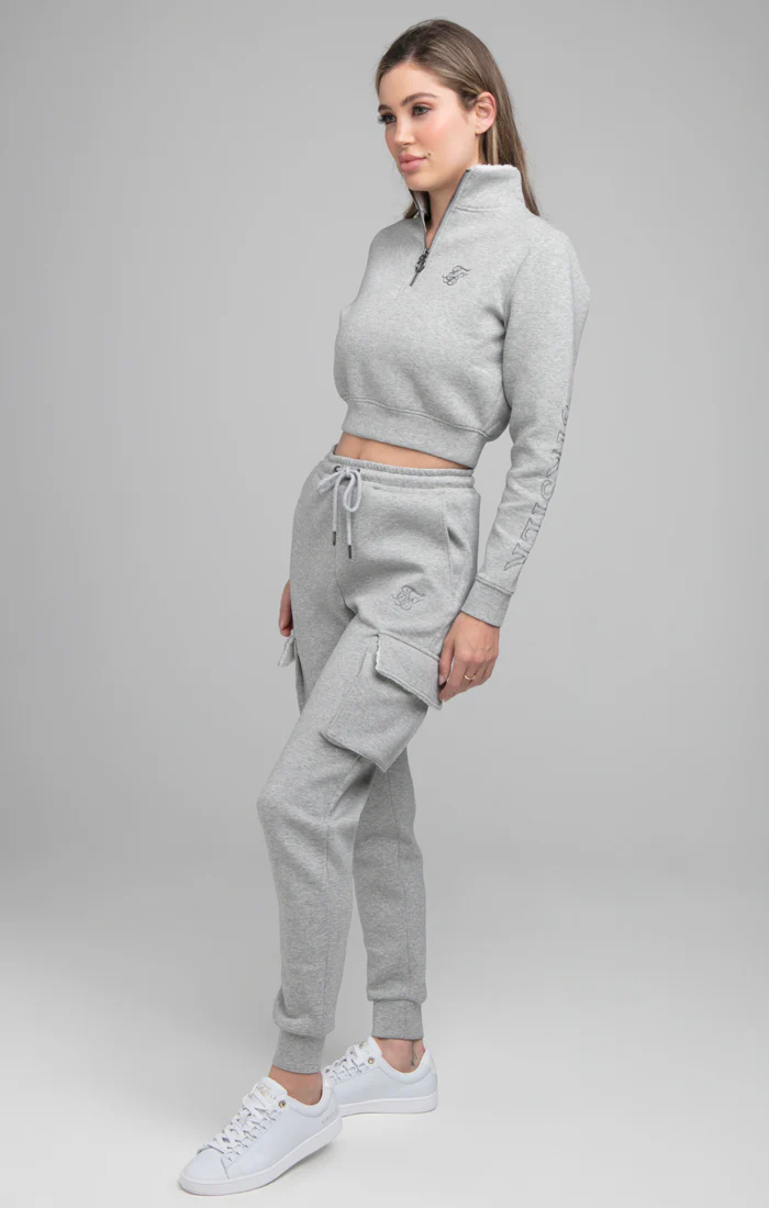 SikSilk Borg 1/4 Zip Track Top - Grey Marl - Image 6