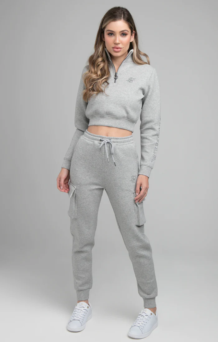 SikSilk Borg 1/4 Zip Track Top - Grey Marl - Image 7