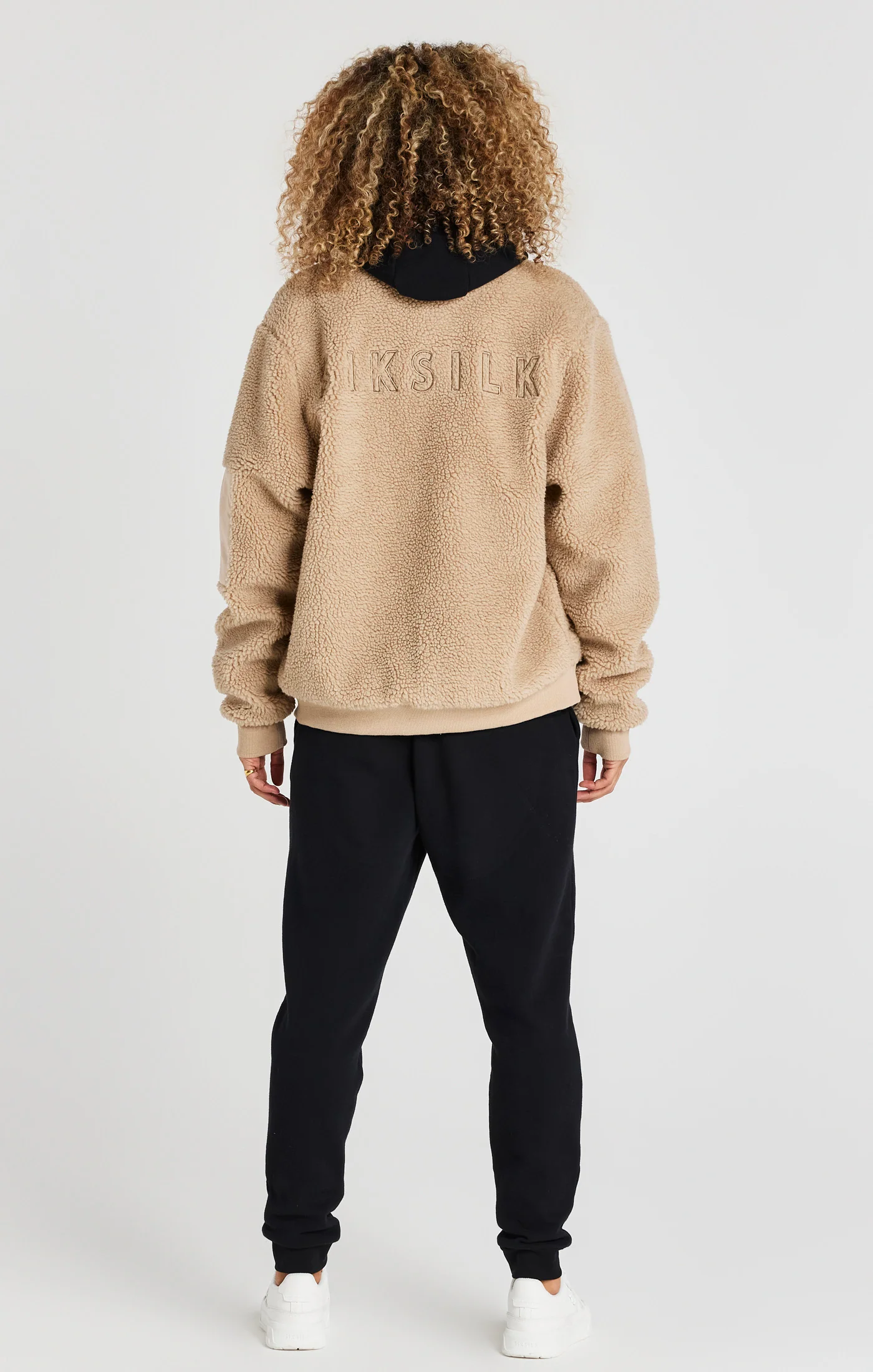 Beige Borg Bomber Jacket - Image 3