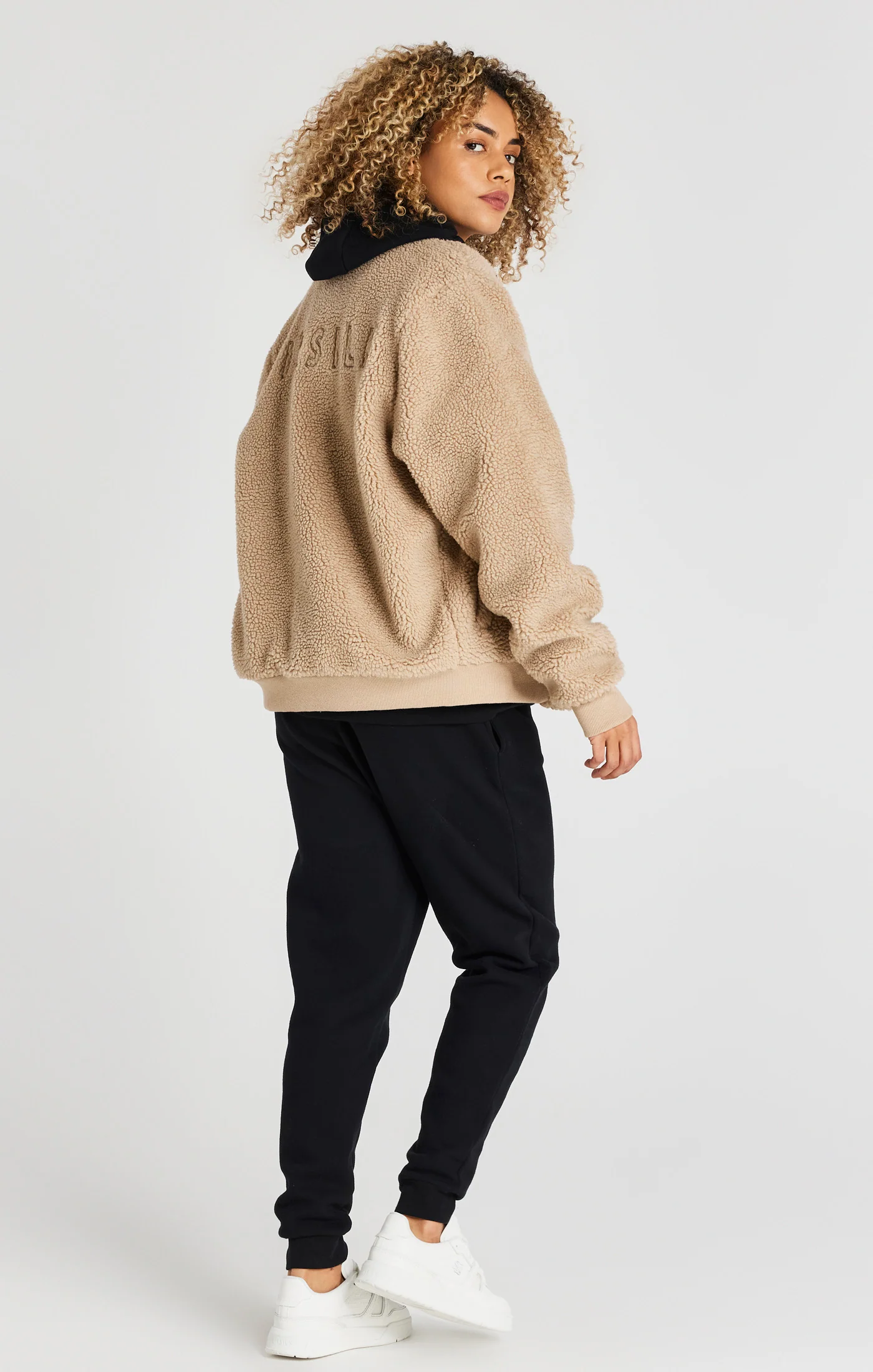 Beige Borg Bomber Jacket - Image 4