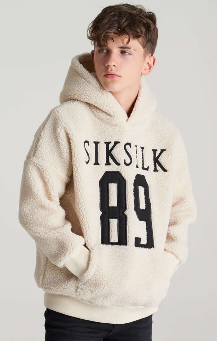 Boys Ecru Borg Hoodie
