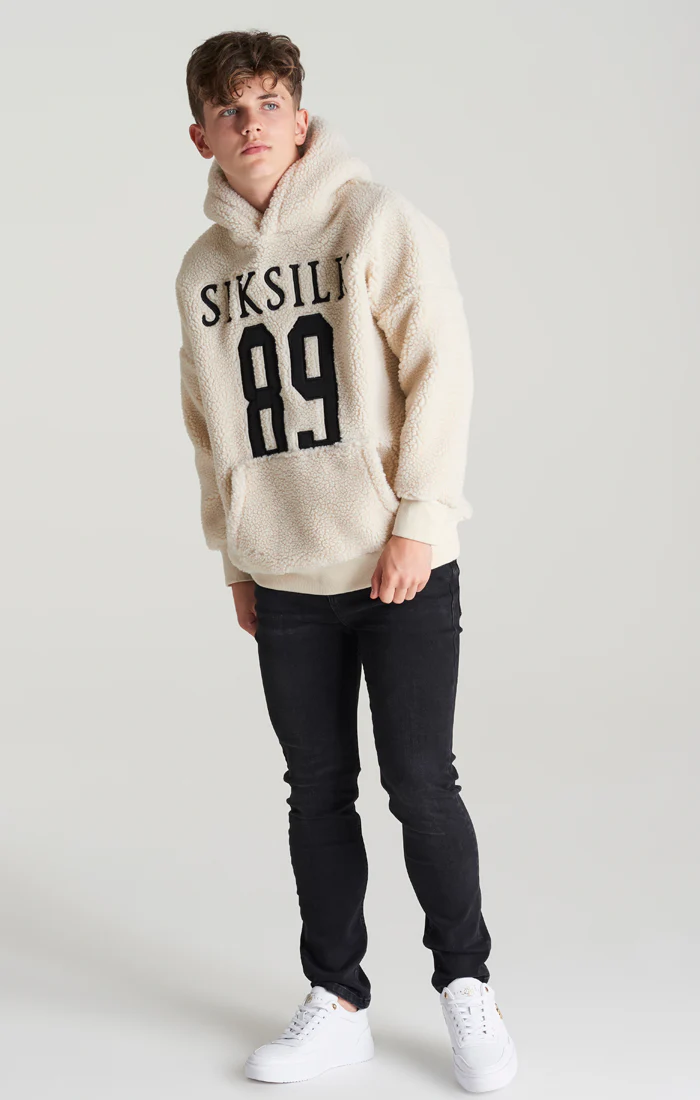 Boys Ecru Borg Hoodie - Image 3