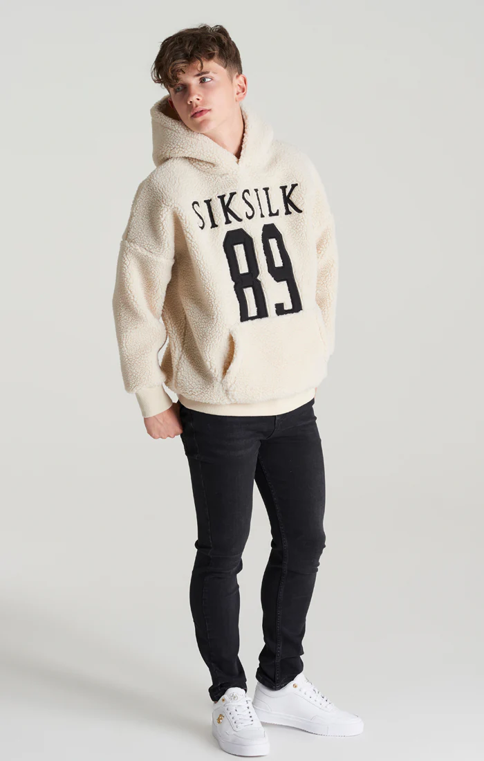 Boys Ecru Borg Hoodie - Image 4
