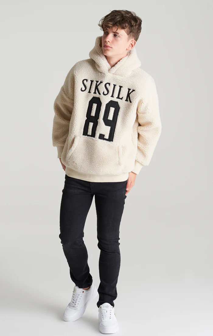 Boys Ecru Borg Hoodie - Image 5