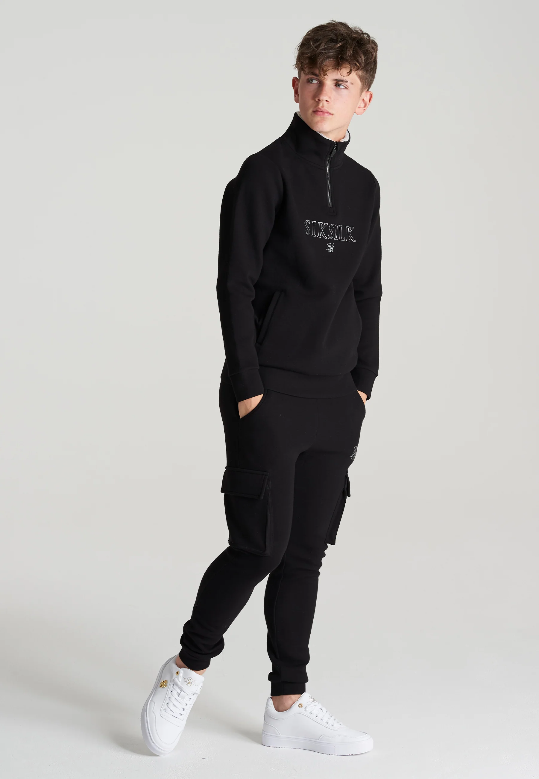 Boys Black Borg 1/4 Funnel Neck Hoodie - Image 3