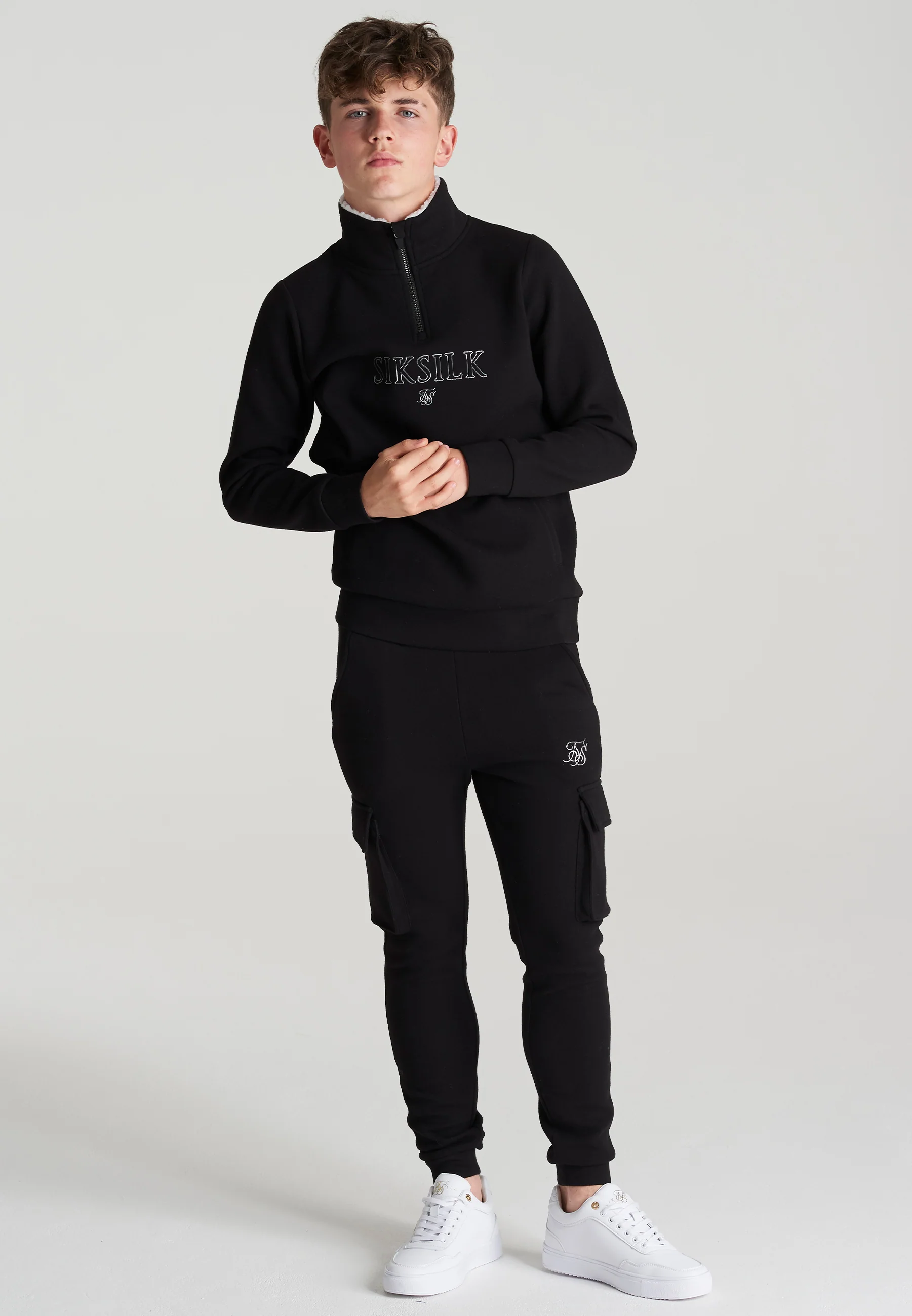 Boys Black Borg 1/4 Funnel Neck Hoodie - Image 4