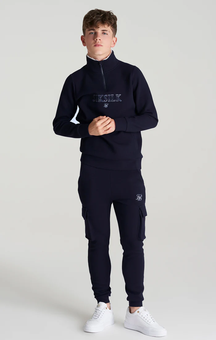 Boys Navy Borg 1/4 Zip Funnel Neck - Image 2