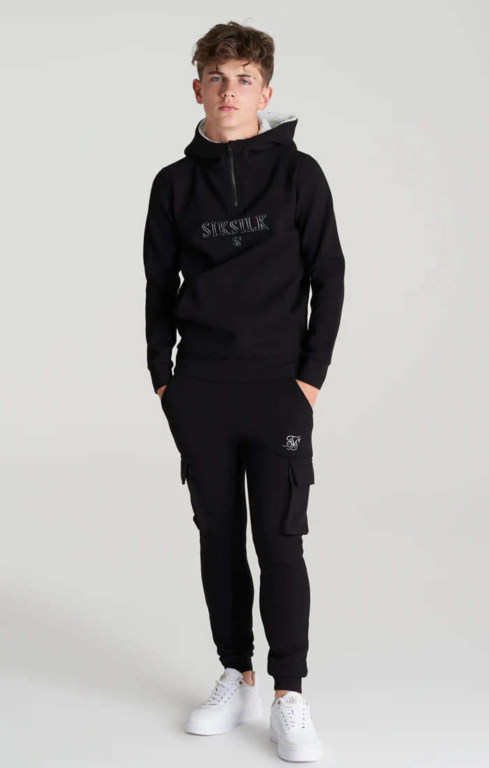 Boys Black Borg 1/4 Zip Hoodie - Image 4