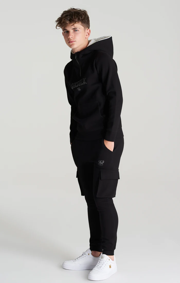 Boys Black Borg 1/4 Zip Hoodie - Image 5