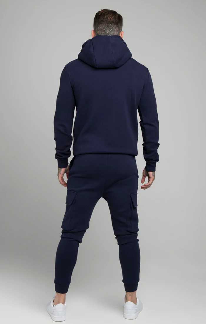 Navy Borg Quarter Zip Hoodie - Image 3