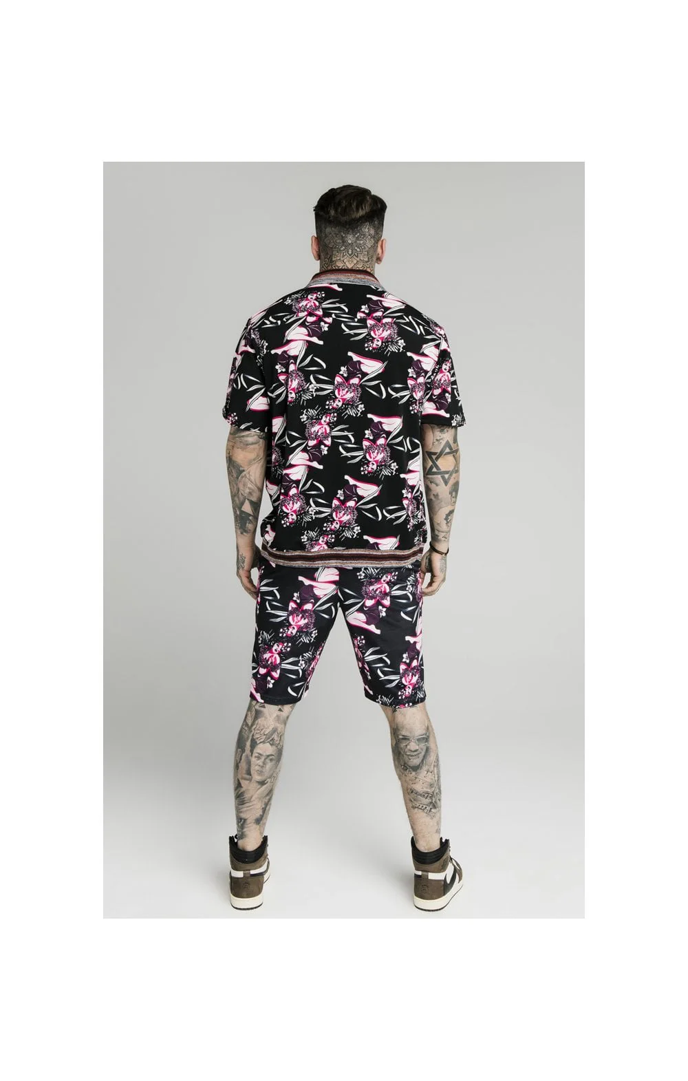 SikSilk Bowling Shirt - Black & Tropics - Image 4