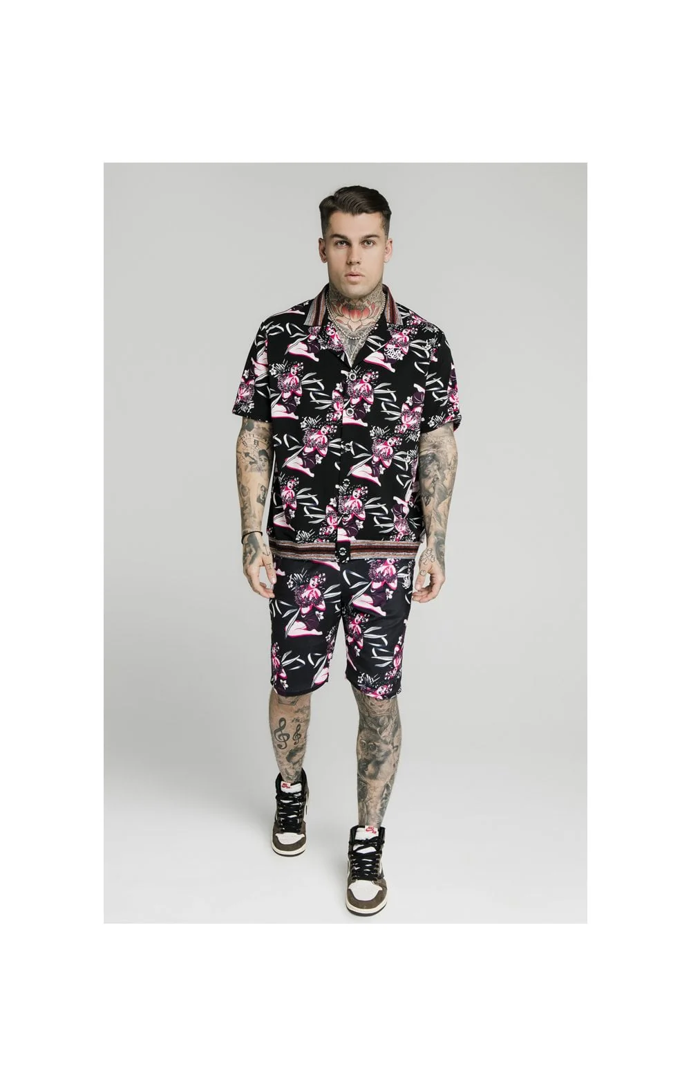 SikSilk Bowling Shirt - Black & Tropics - Image 5