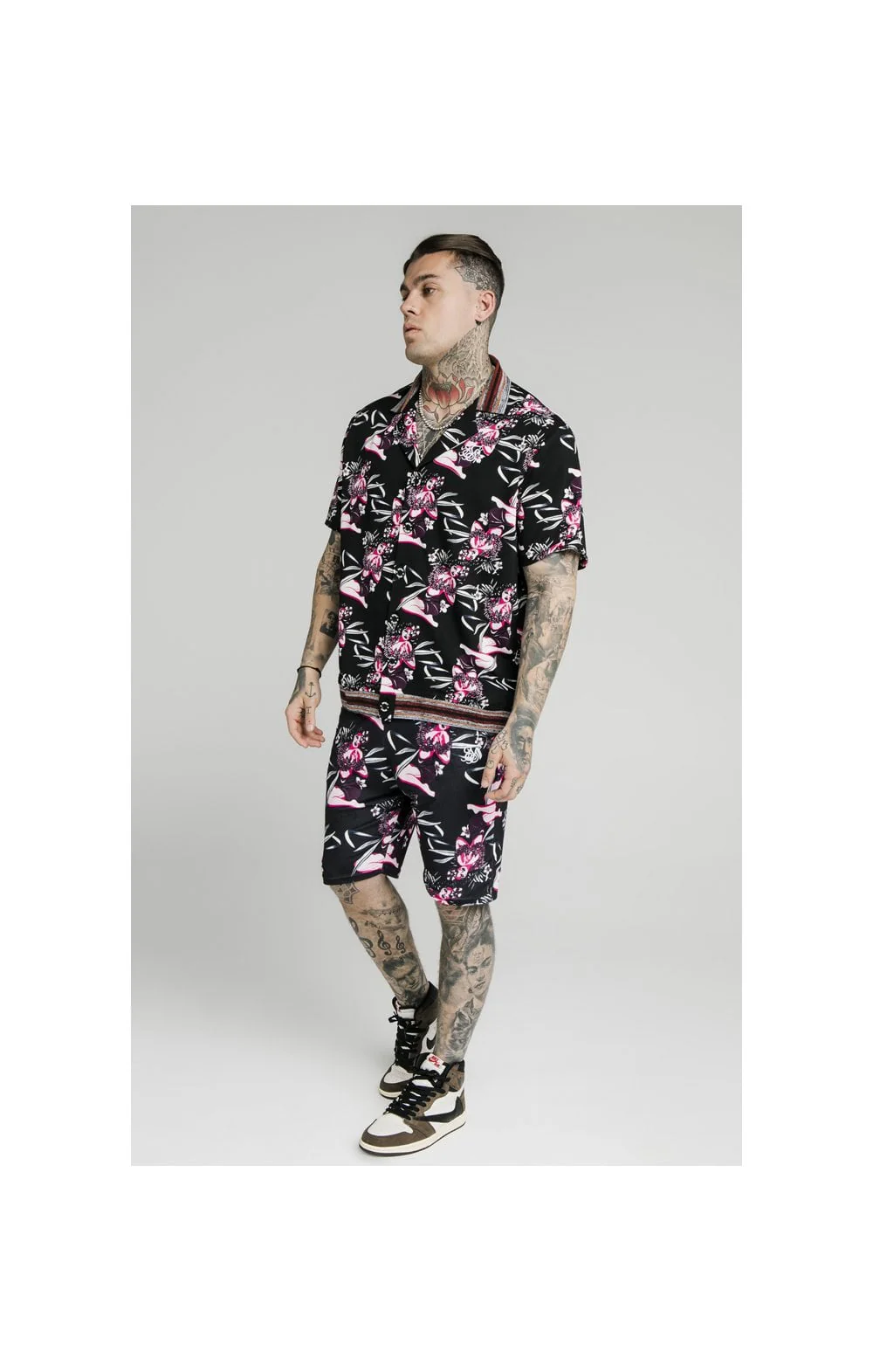 SikSilk Bowling Shirt - Black & Tropics - Image 6