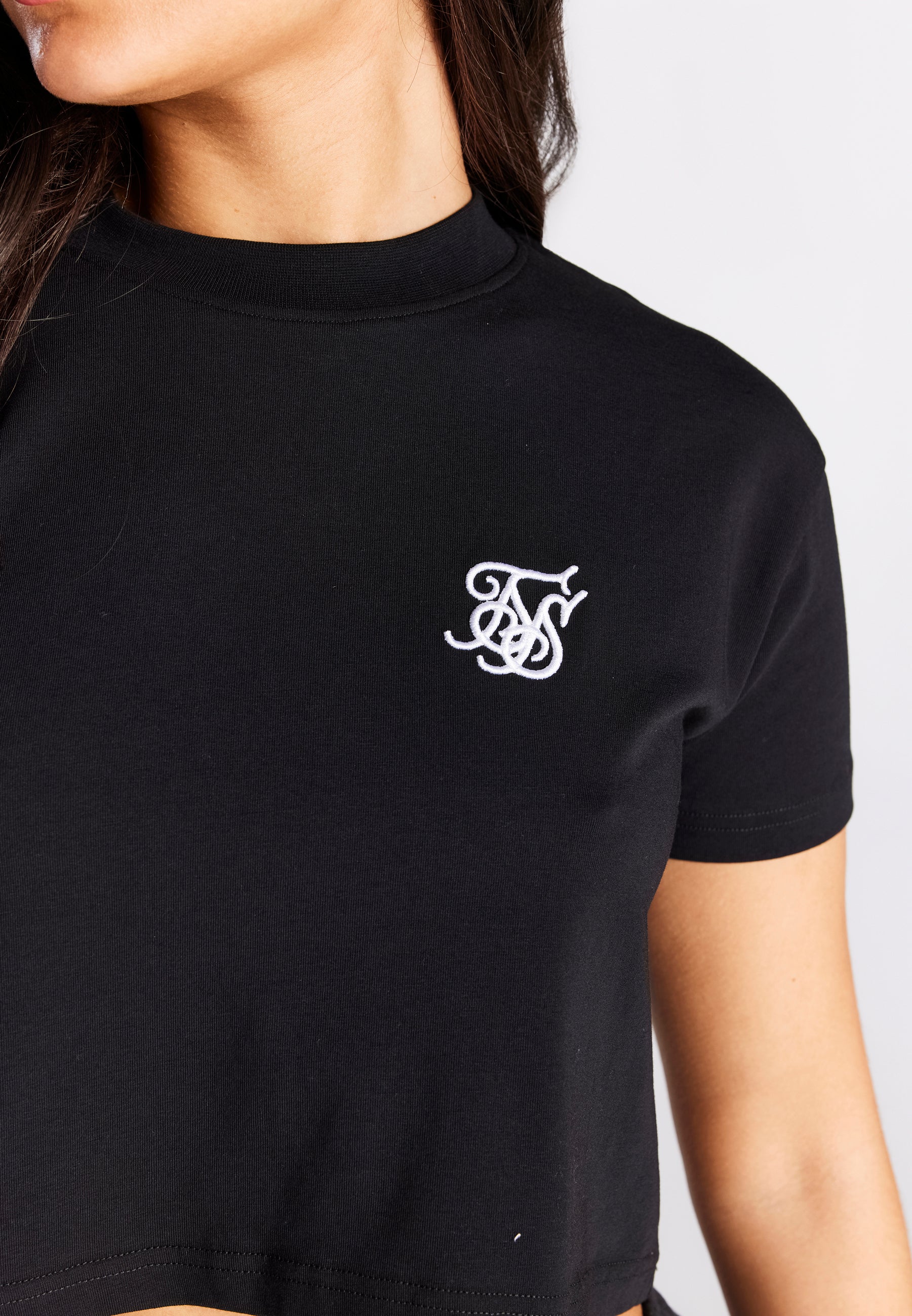Black Essential Box Fit Crop T-Shirt - Image 2