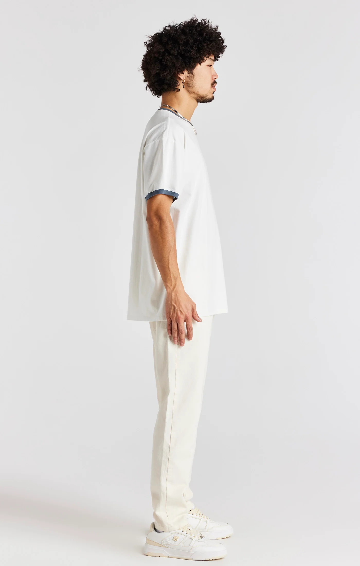 Ecru Short Sleeve Box Fit Ringer T-Shirt - Image 5
