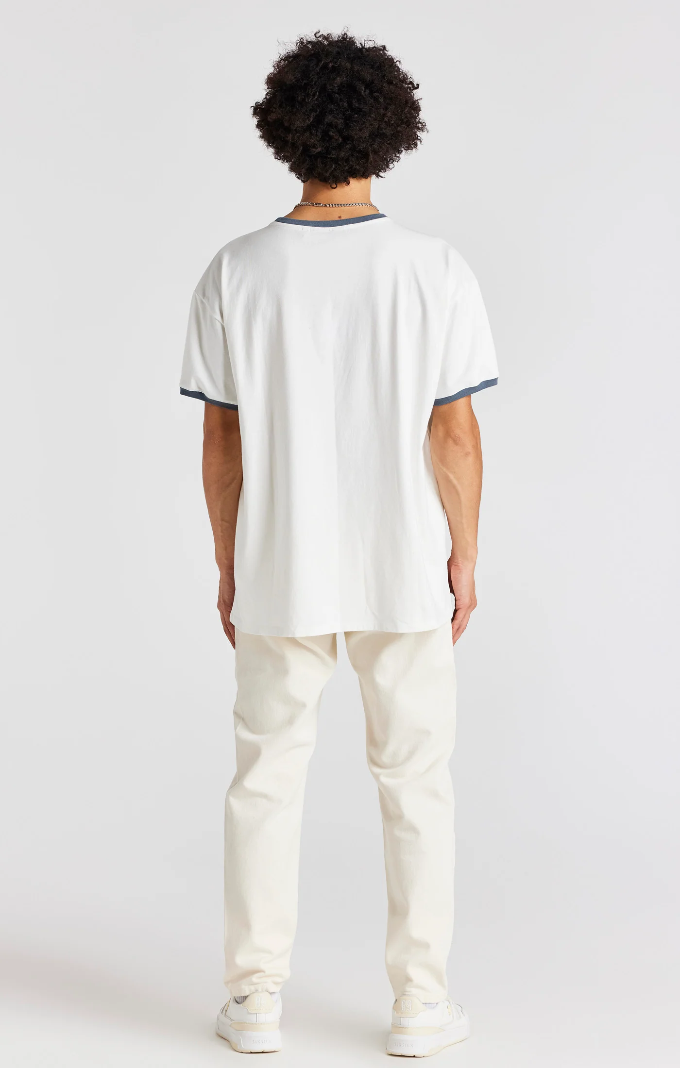 Ecru Short Sleeve Box Fit Ringer T-Shirt - Image 6
