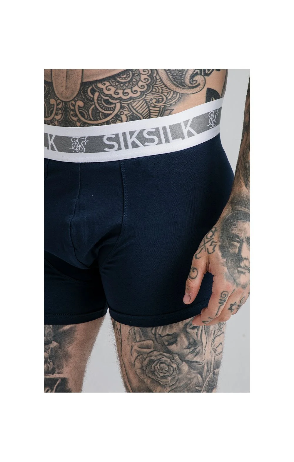 SikSilk Boxer Shorts (2 Pack) - Navy & Grey - Image 3