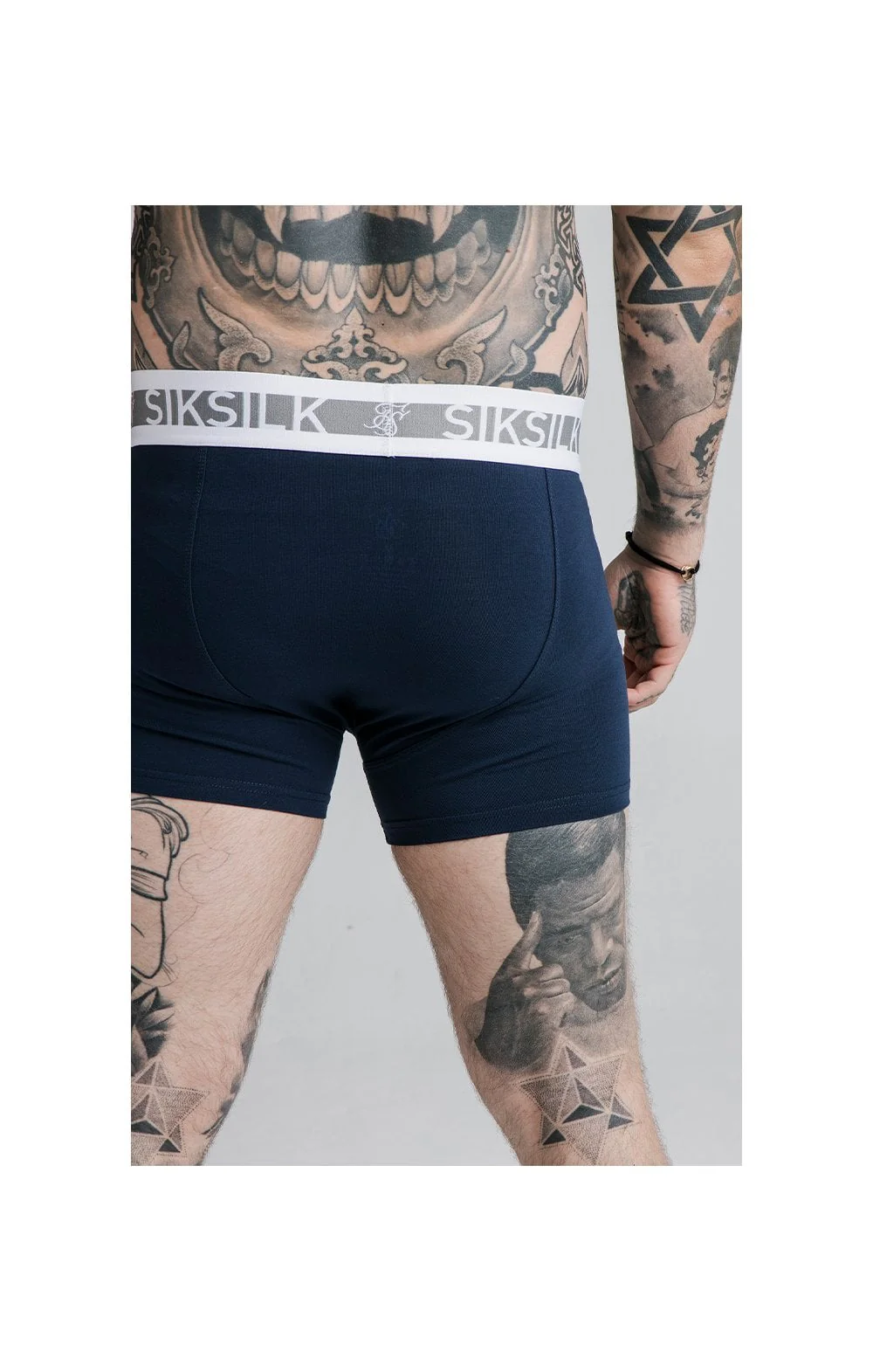 SikSilk Boxer Shorts (2 Pack) - Navy & Grey - Image 7
