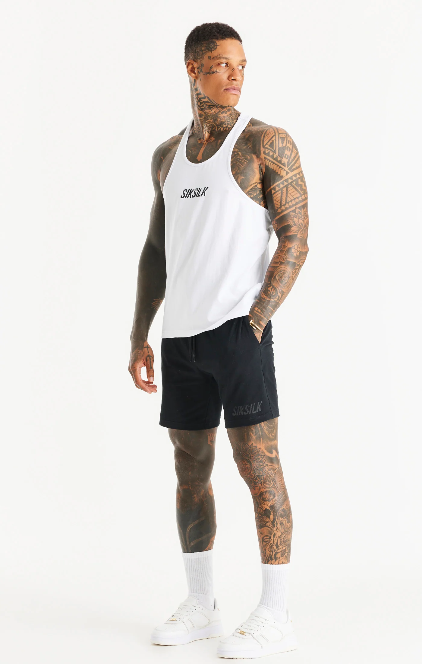 SikSilk Brand Carrier Racer Vest - White - Image 4