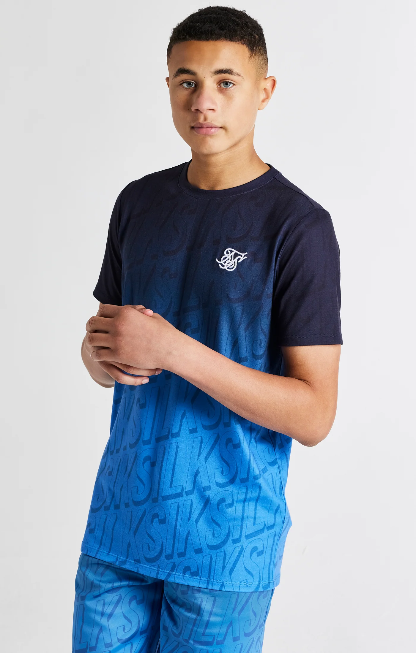 Boys Blue Branded Fade T-Shirt