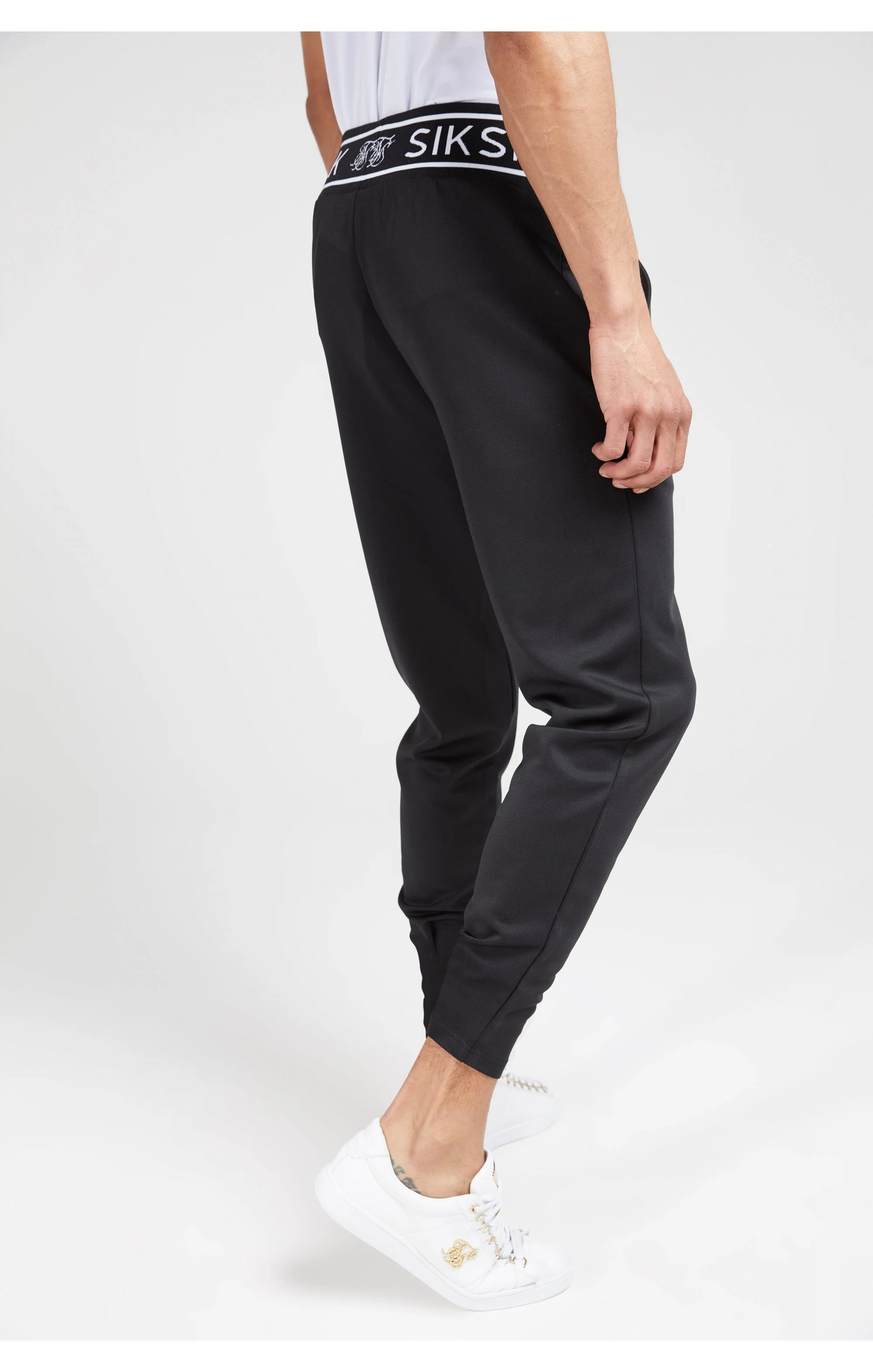 SikSilk Branded Rib Joggers – Black - Image 4