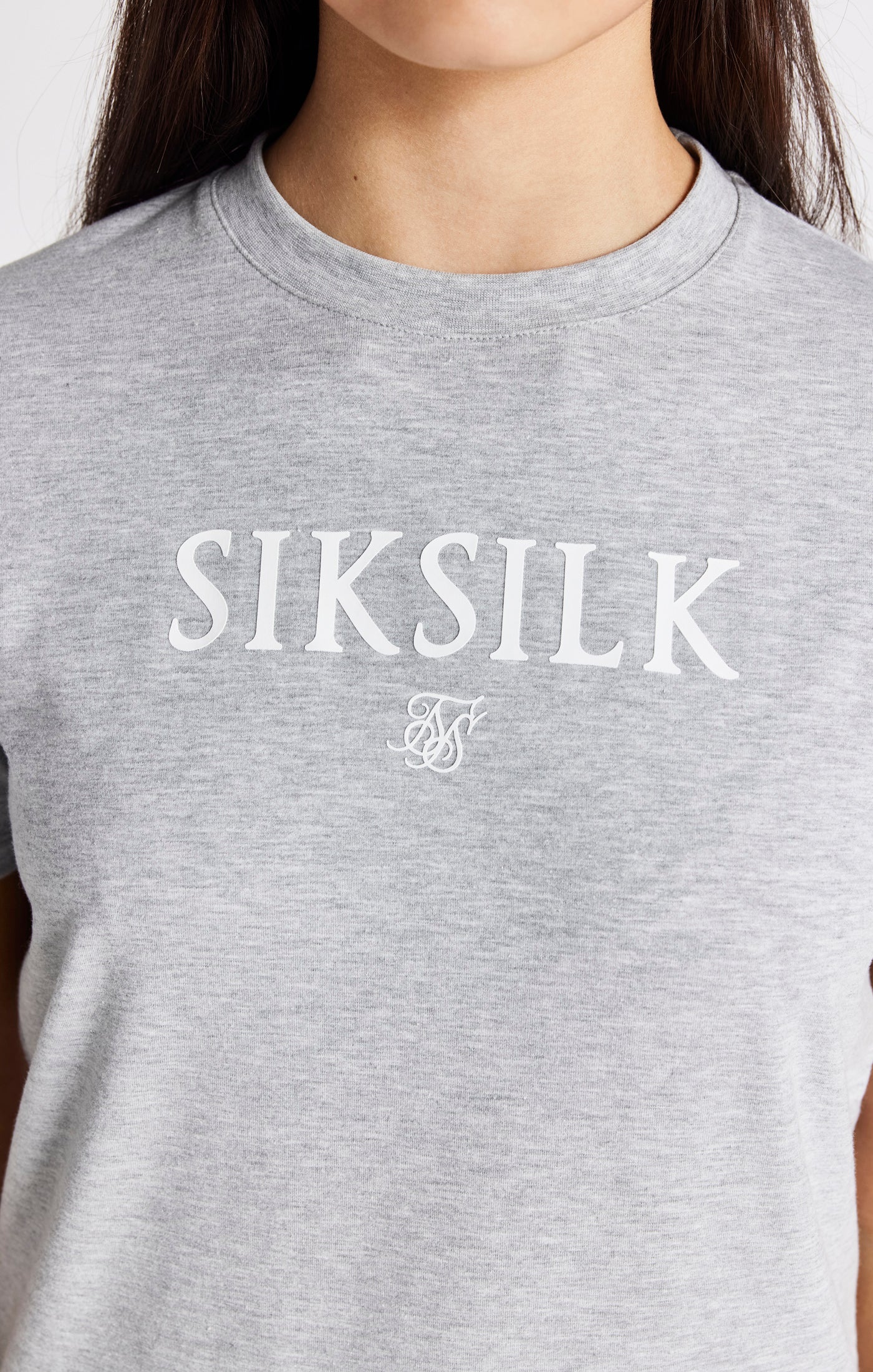 Girls Grey Marl Branded T-Shirt - Image 2