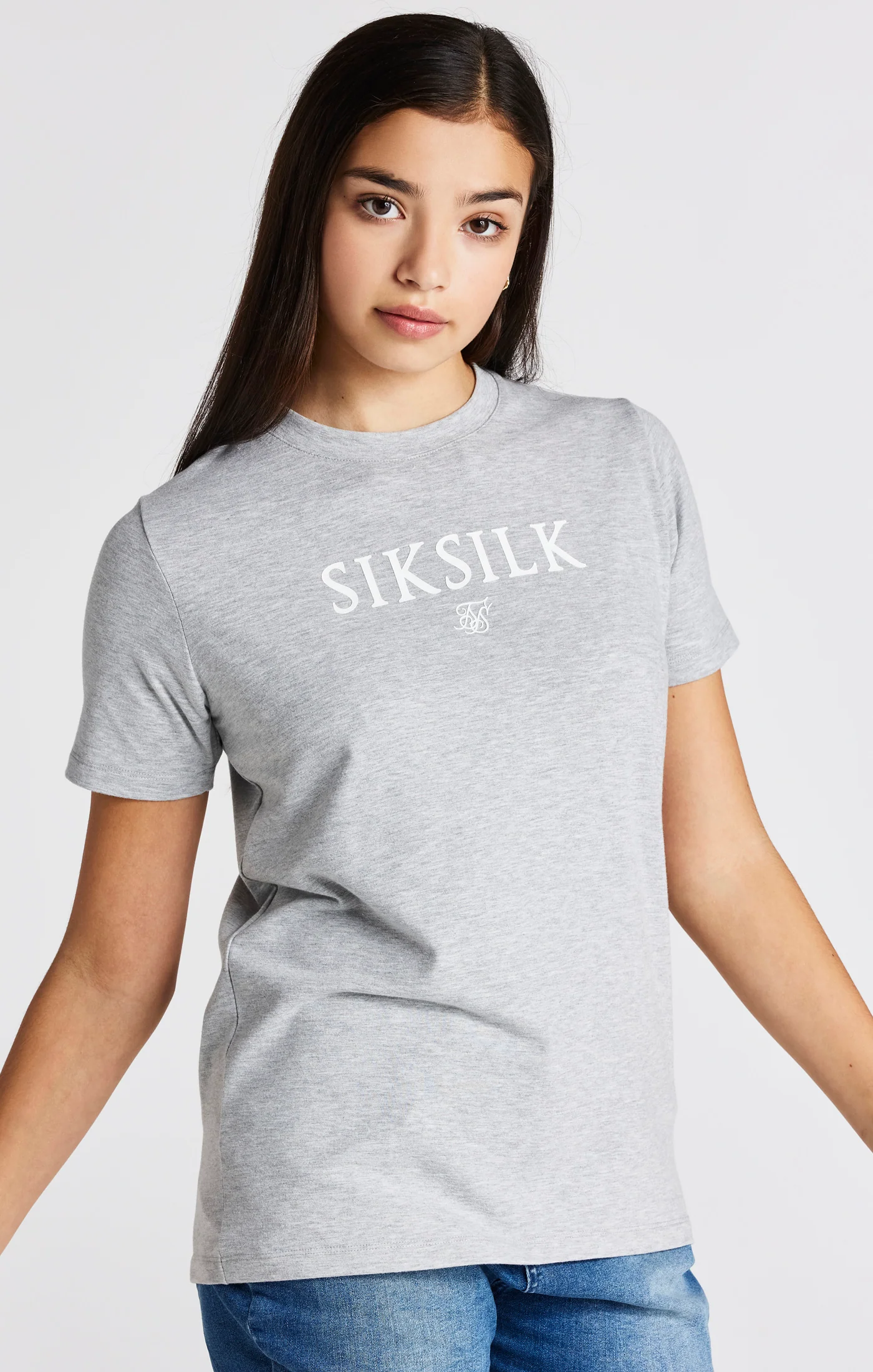 Girls Grey Marl Branded T-Shirt - Image 7