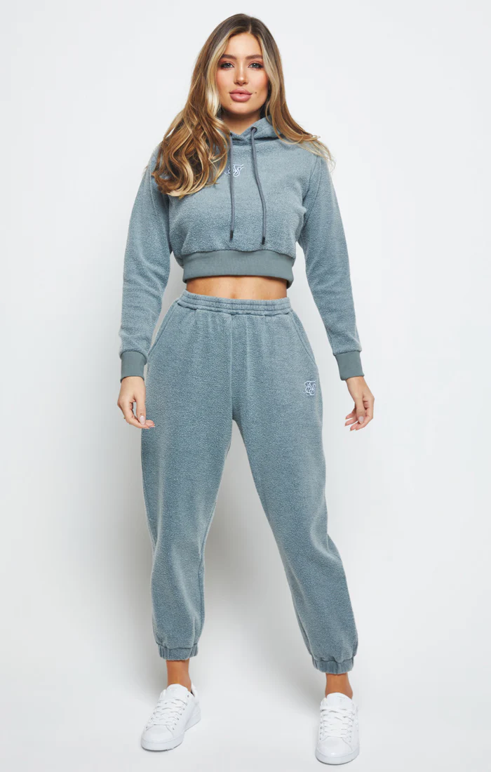 Grey Brushed Cropped Hoodie - Image 3