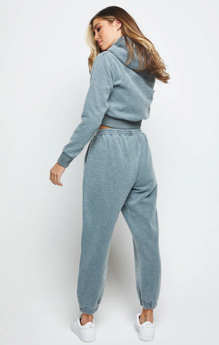 Grey Brushed Cropped Hoodie - Image 4