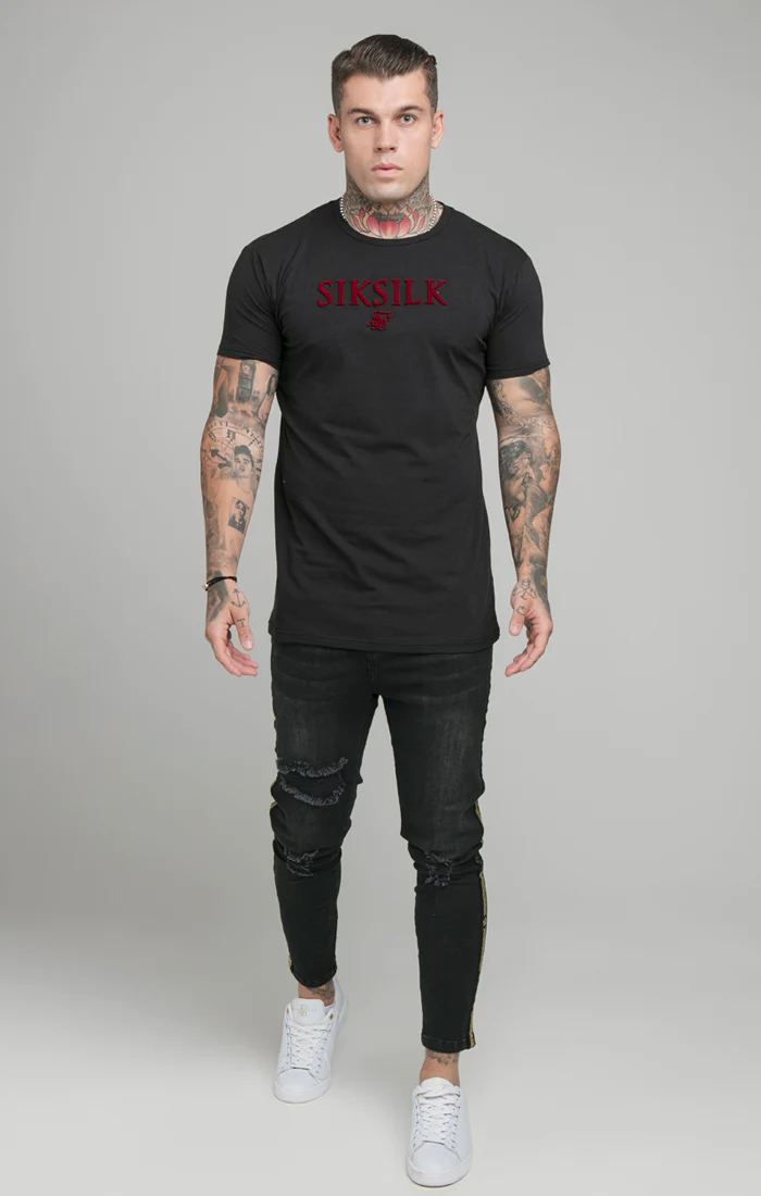 SikSilk Brushed Logo Gym Tee - Black - Image 3