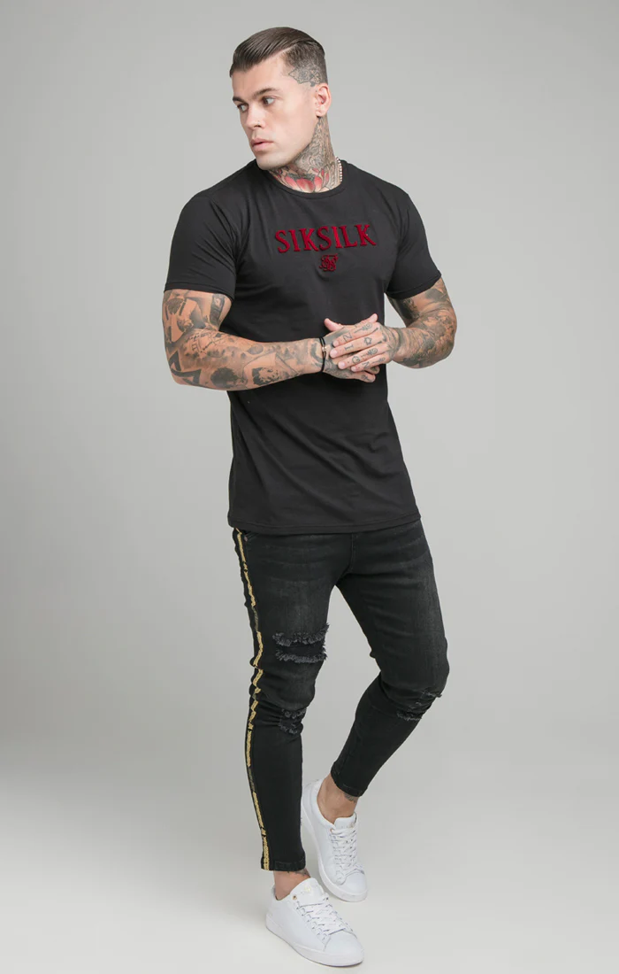 SikSilk Brushed Logo Gym Tee - Black - Image 5