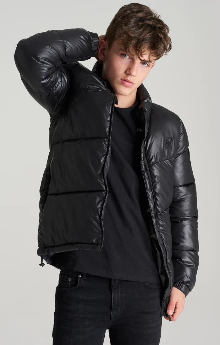 Boys Black Bubble Jacket - Image 2