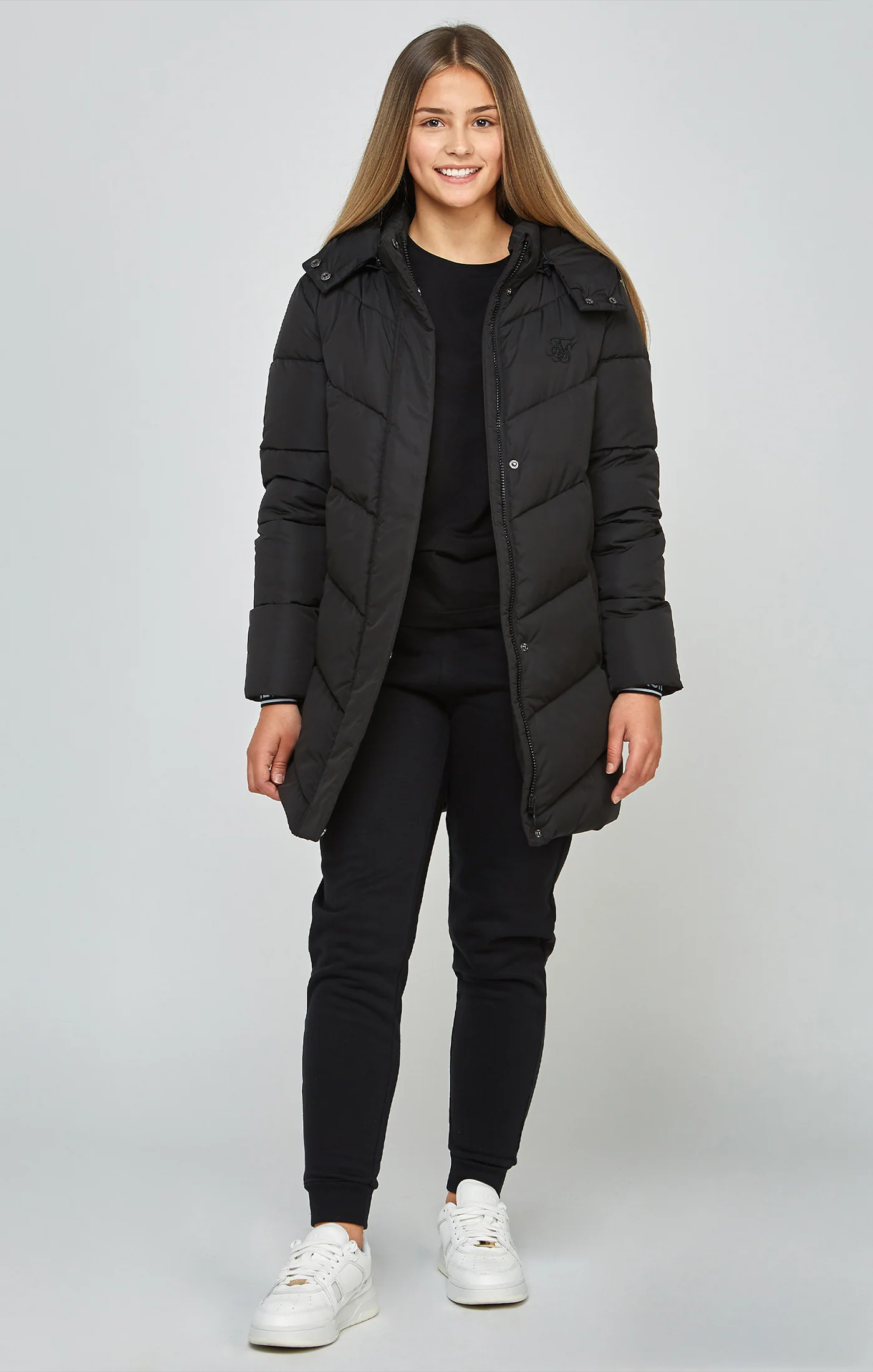Girls Black Bubble Parka - Image 3