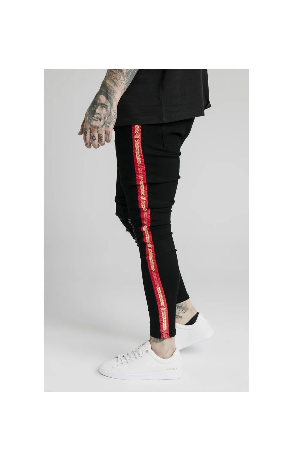 SikSilk Burst Knee Jeans - Black