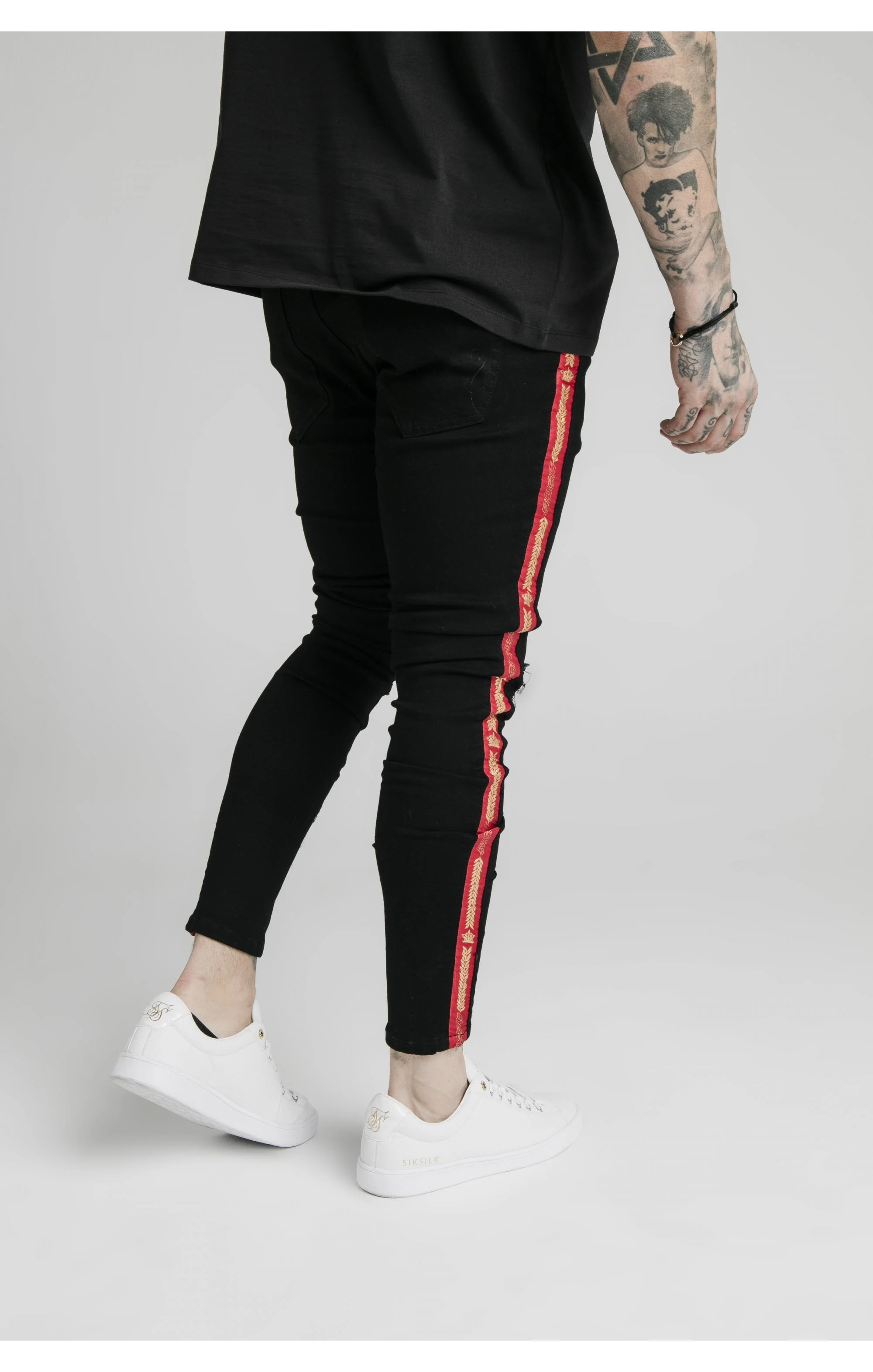 SikSilk Burst Knee Jeans - Black - Image 3
