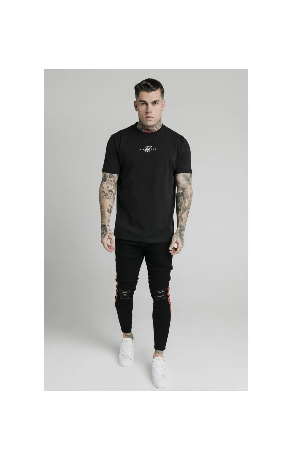 SikSilk Burst Knee Jeans - Black - Image 5