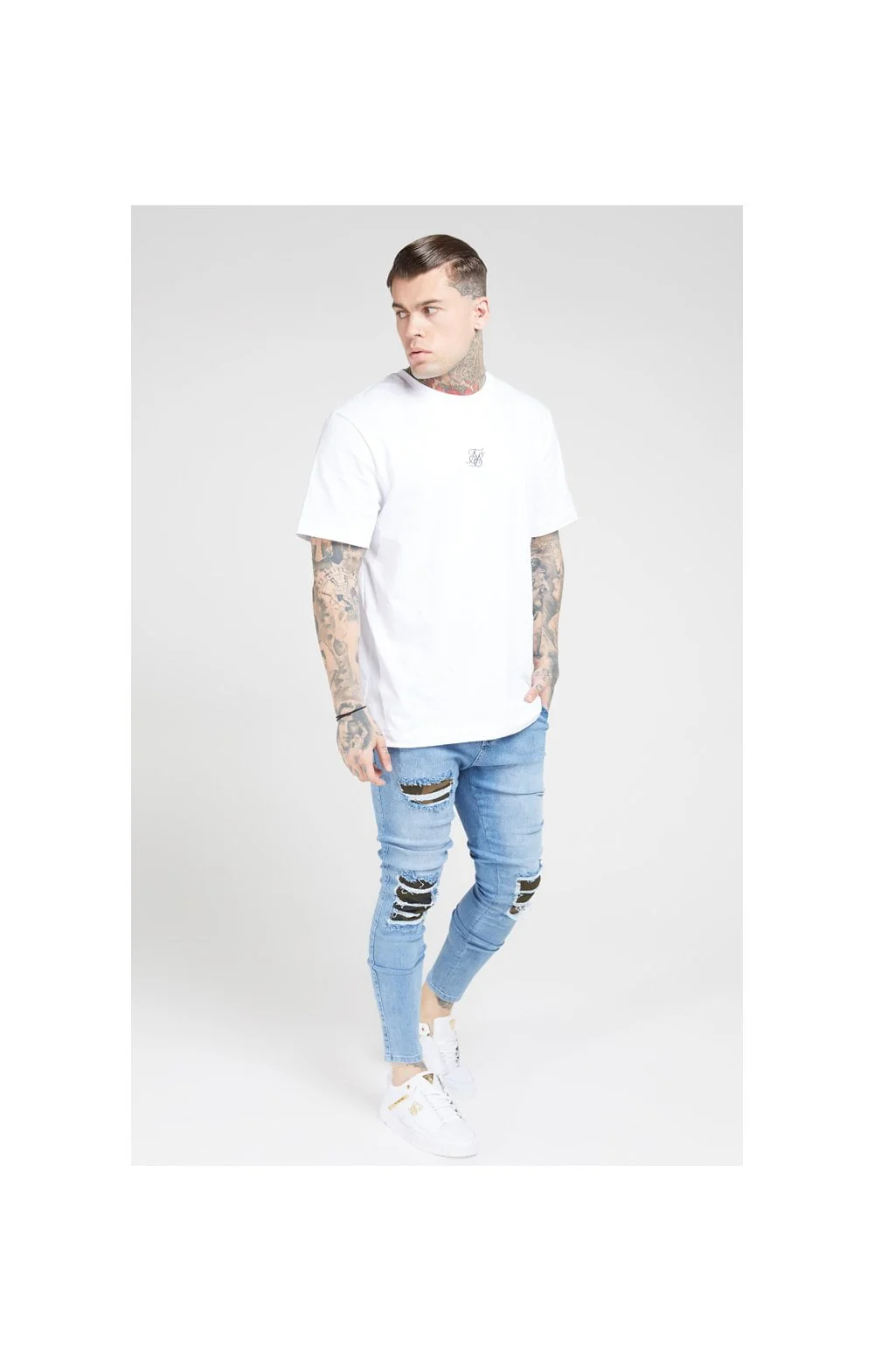 SikSilk Burst Knee Low Rise Denims - Midstone - Image 2