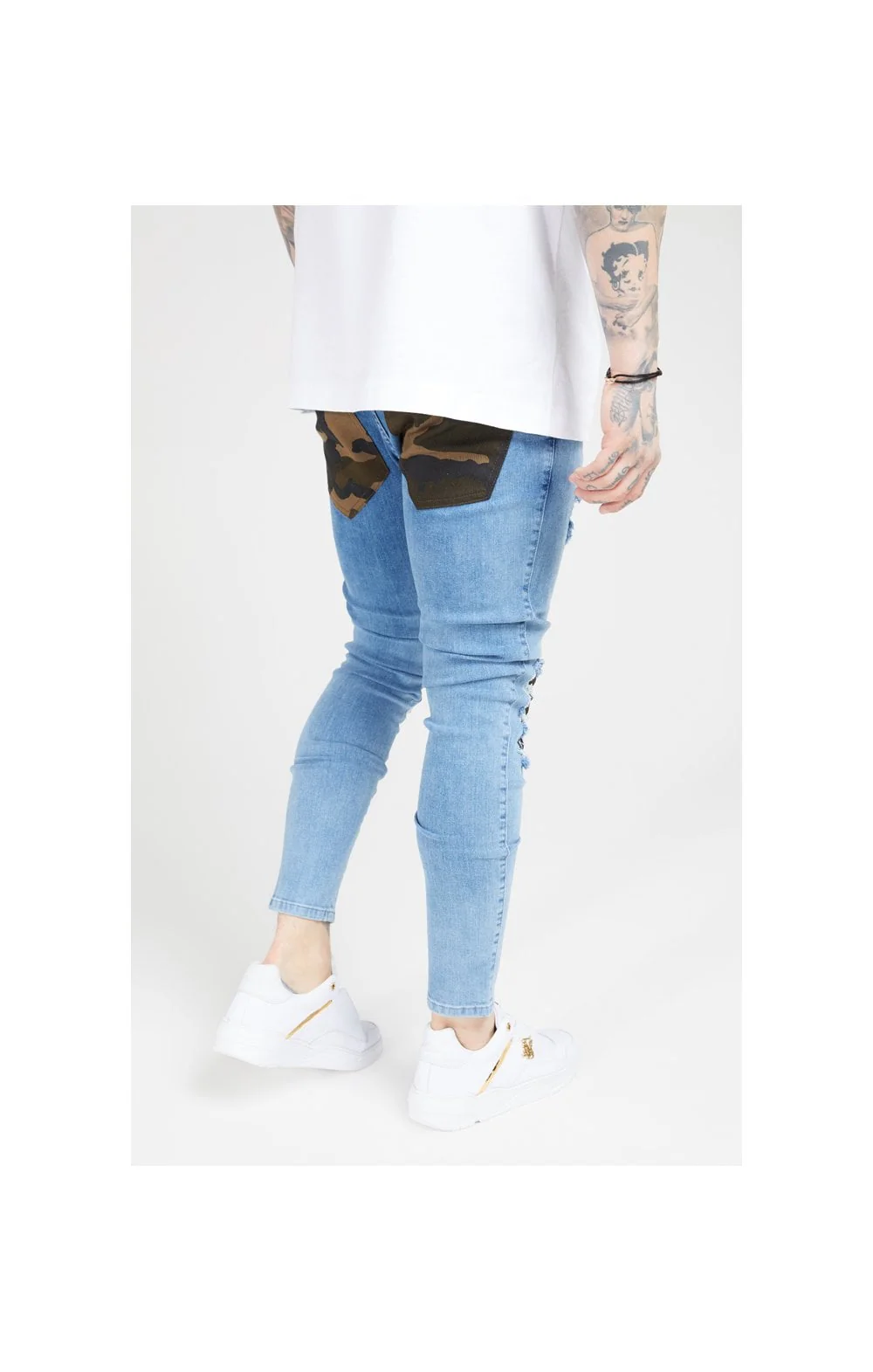 SikSilk Burst Knee Low Rise Denims - Midstone - Image 4