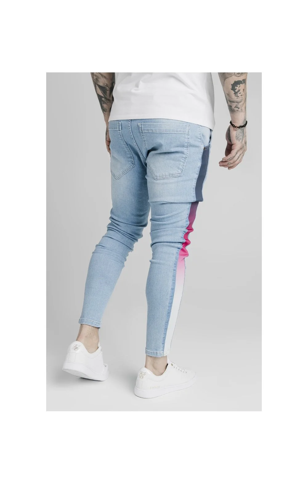 SikSilk Bust Knee Low Rise Jeans - Light Blue - Image 3