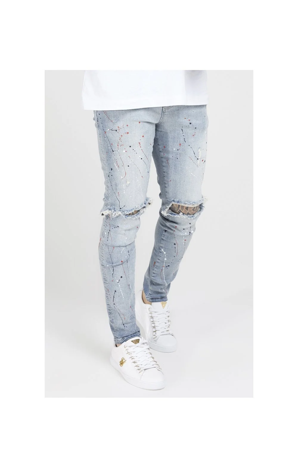SikSilk Bust Knee Riot Denims - Light Blue - Image 2