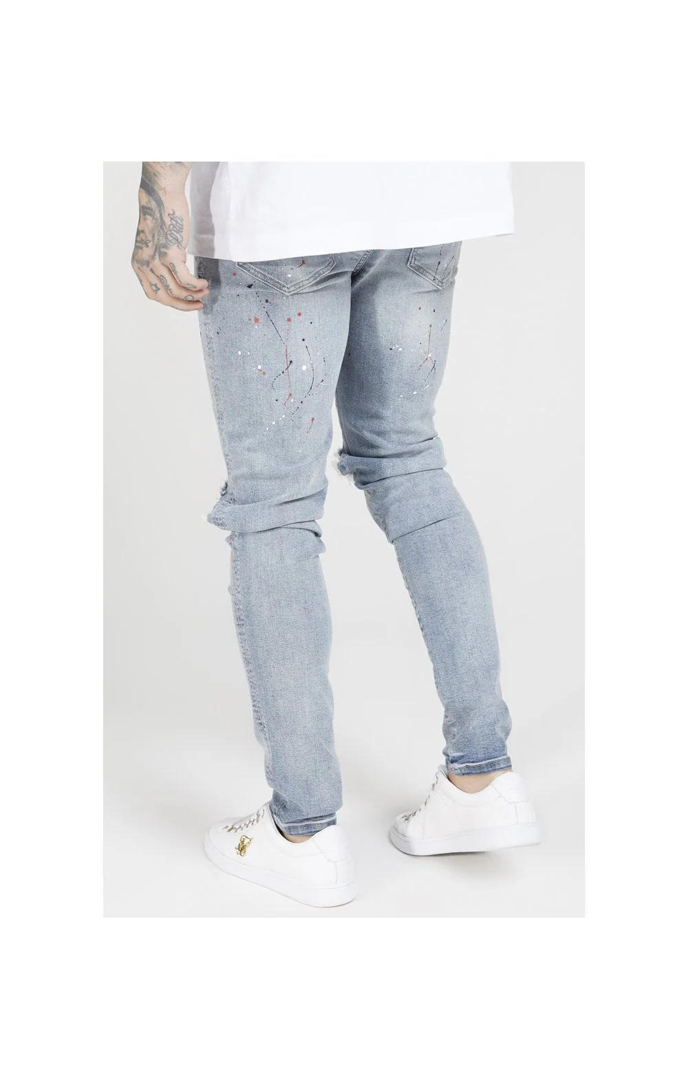 SikSilk Bust Knee Riot Denims - Light Blue - Image 3