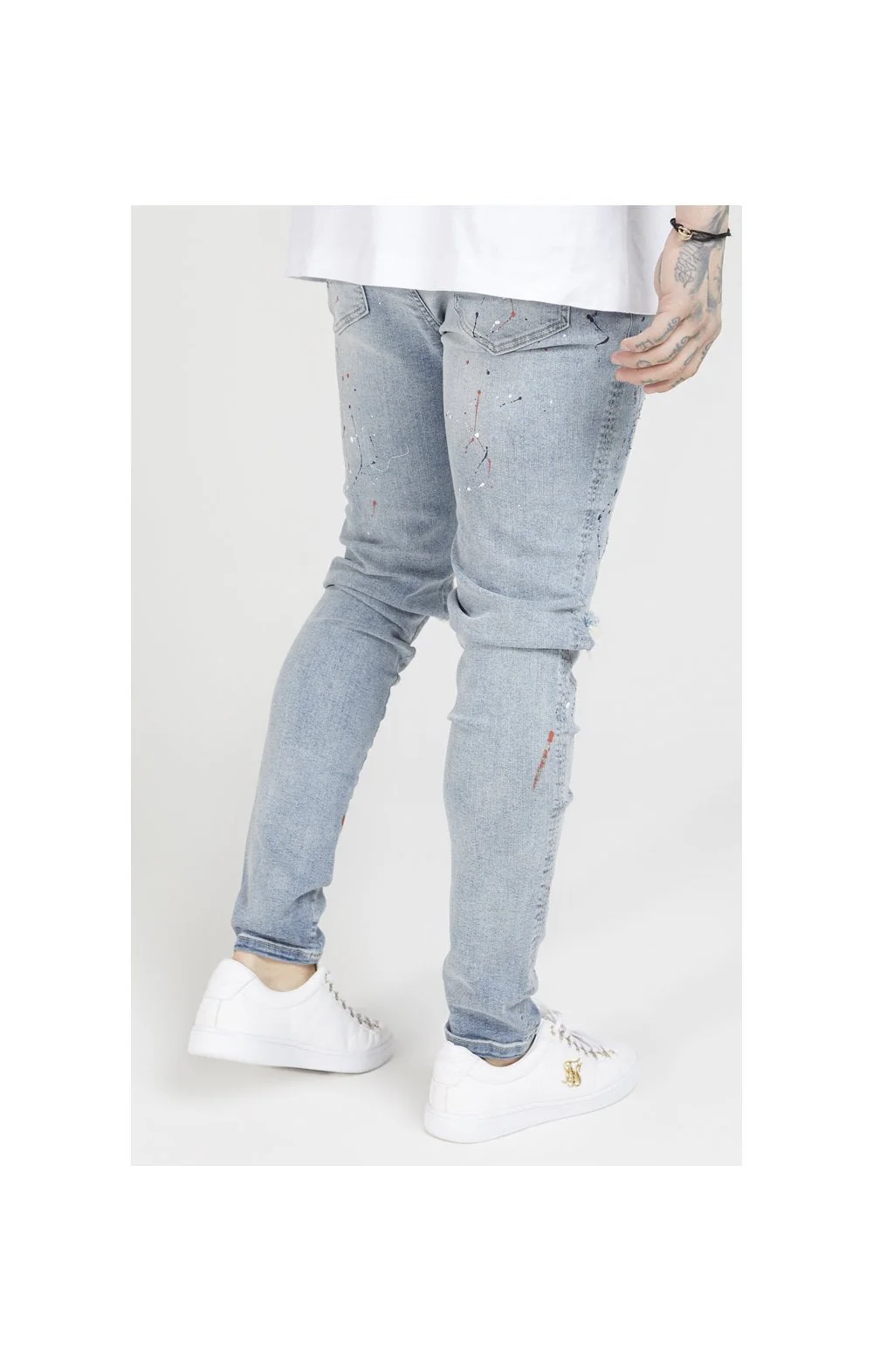 SikSilk Bust Knee Riot Denims - Light Blue - Image 4