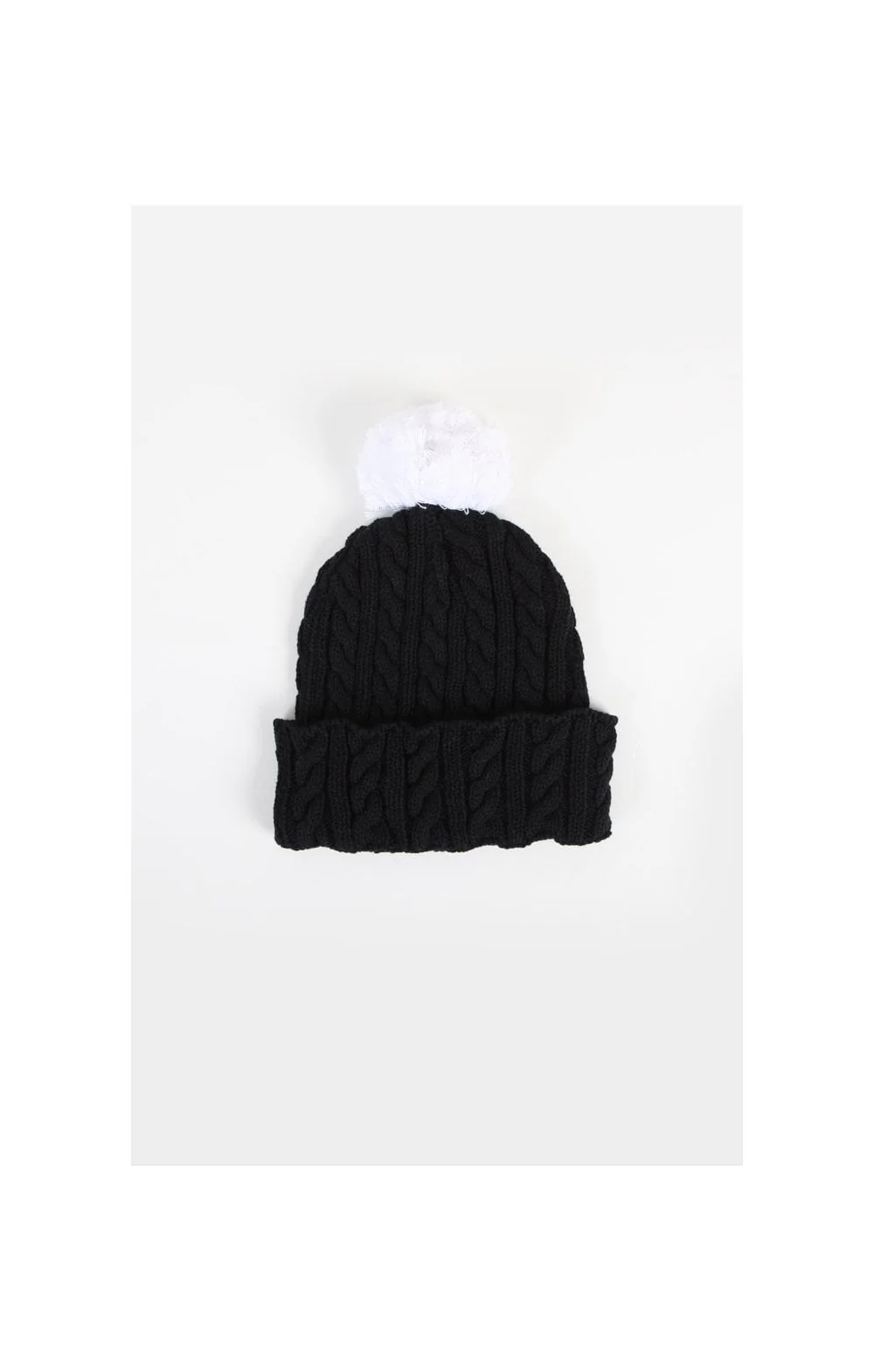 SikSilk Cable Bobble Hat - Black & White - Image 2