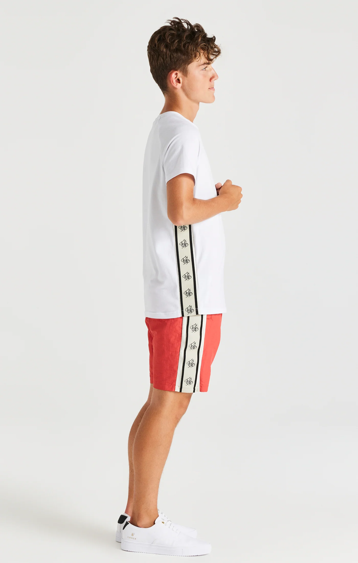 SikSilk Cali Side Tape Tee - White - Image 4