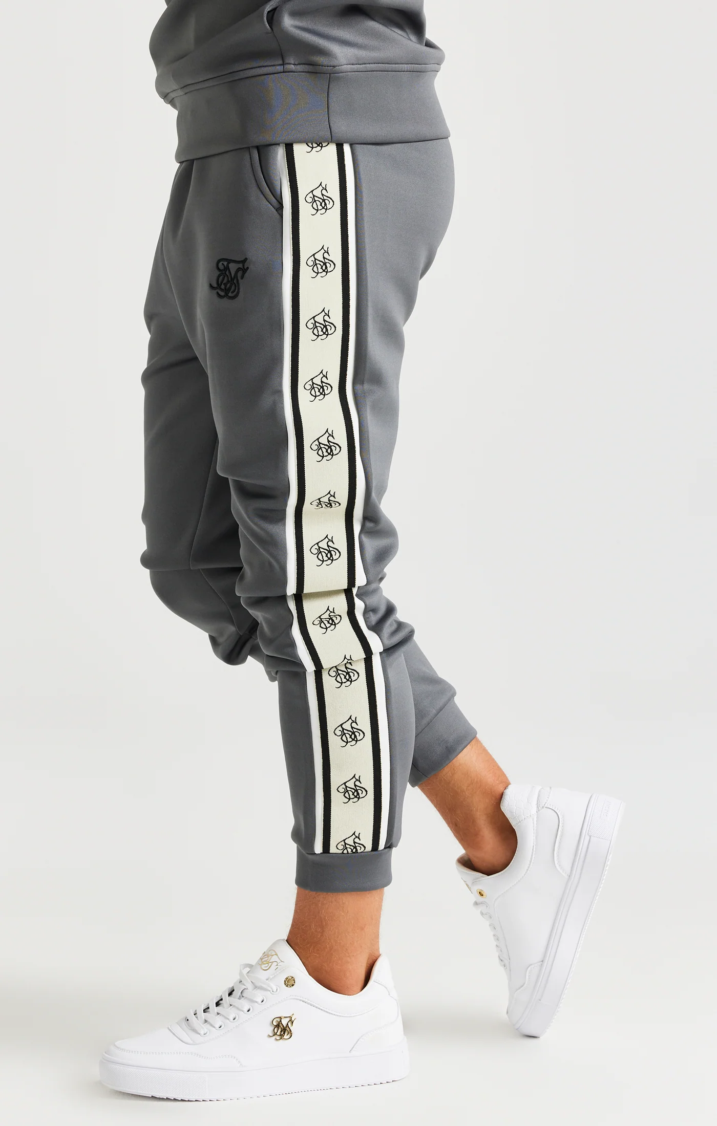 SikSilk Cali Tape Joggers - Grey - Image 2