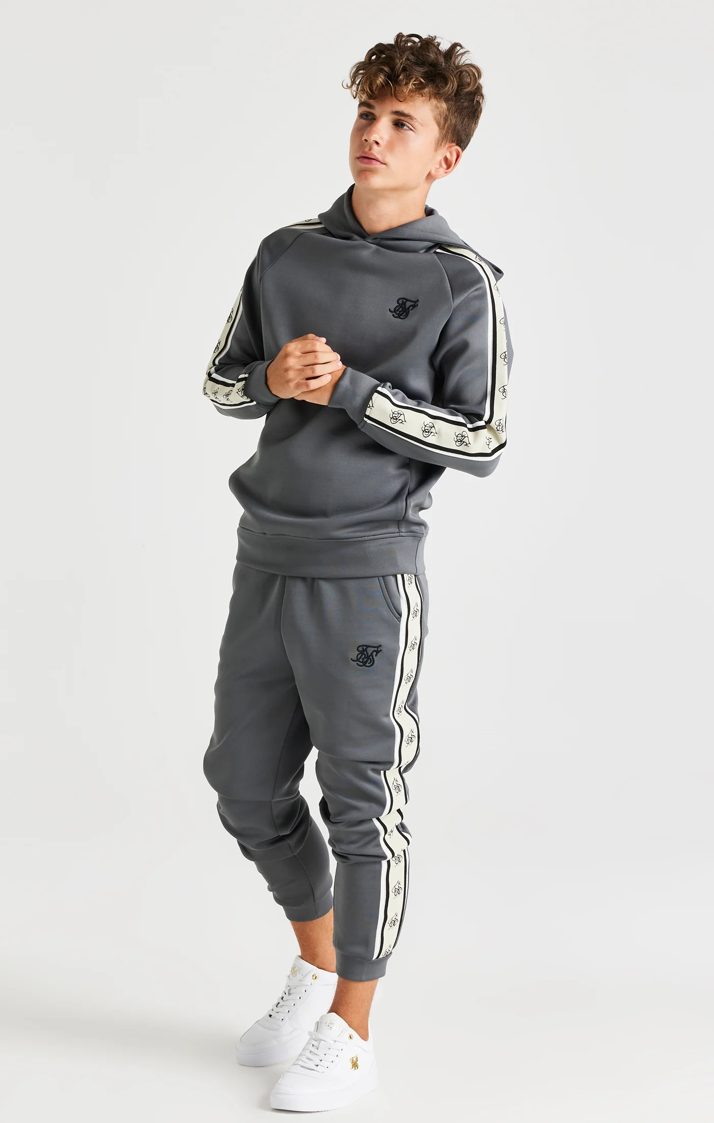 SikSilk Cali Tape Joggers - Grey - Image 3
