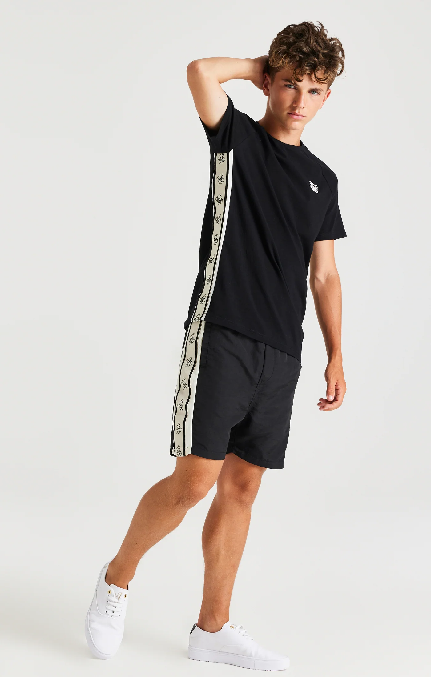 SikSilk Cali Tape Shorts - Black - Image 3