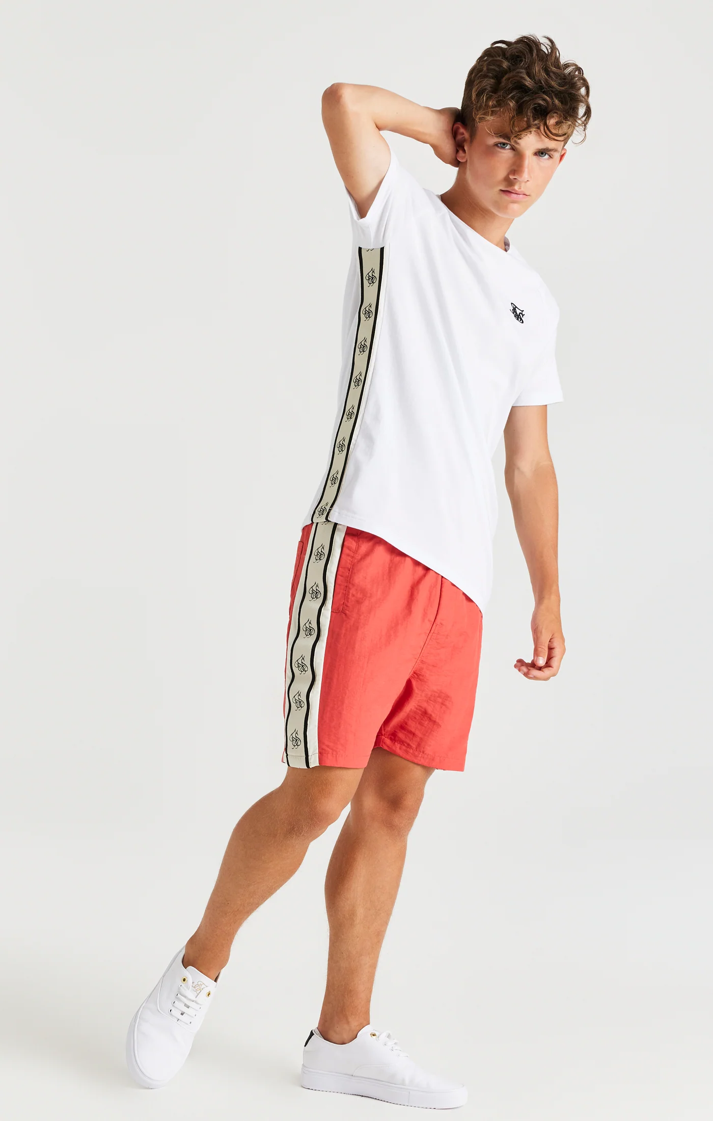 SikSilk Cali Tape Shorts - Orange - Image 3