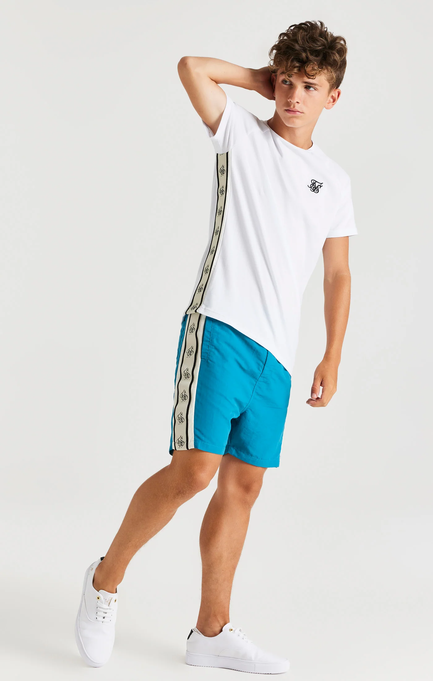 SikSilk Cali Tape Shorts - Teal - Image 5