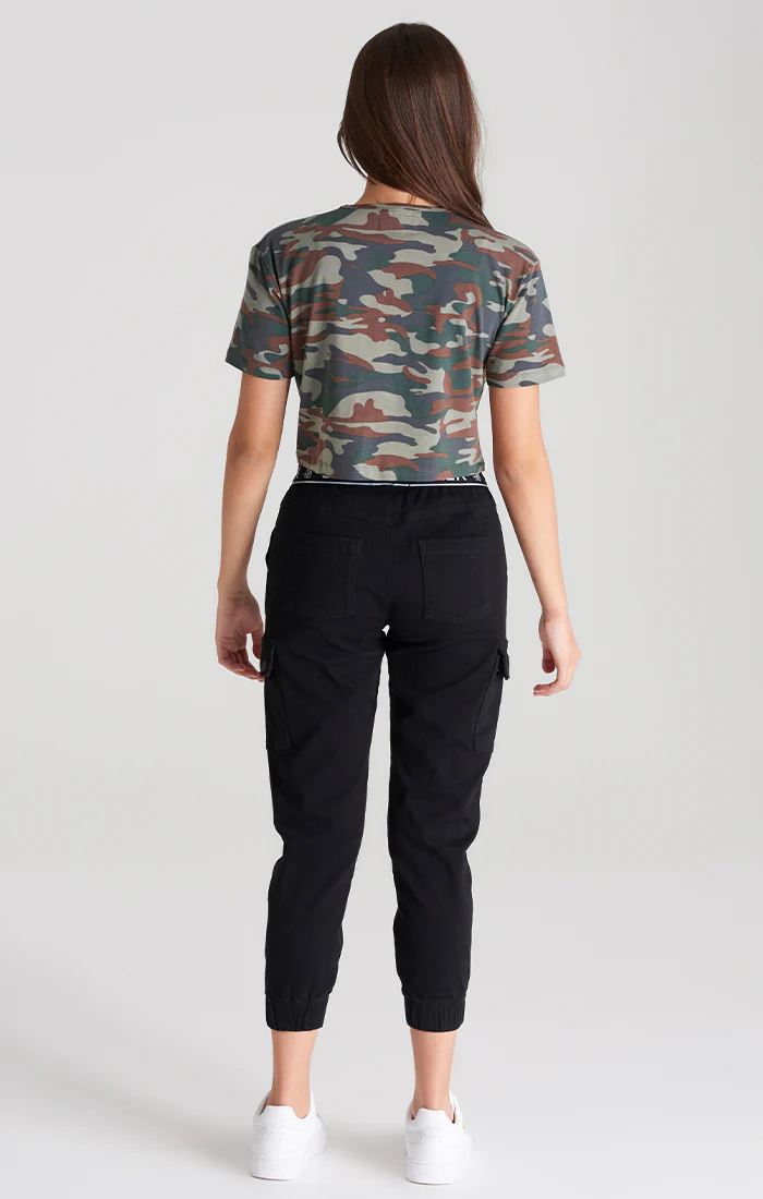 Girls Khaki Camo Cropped T-Shirt - Image 6